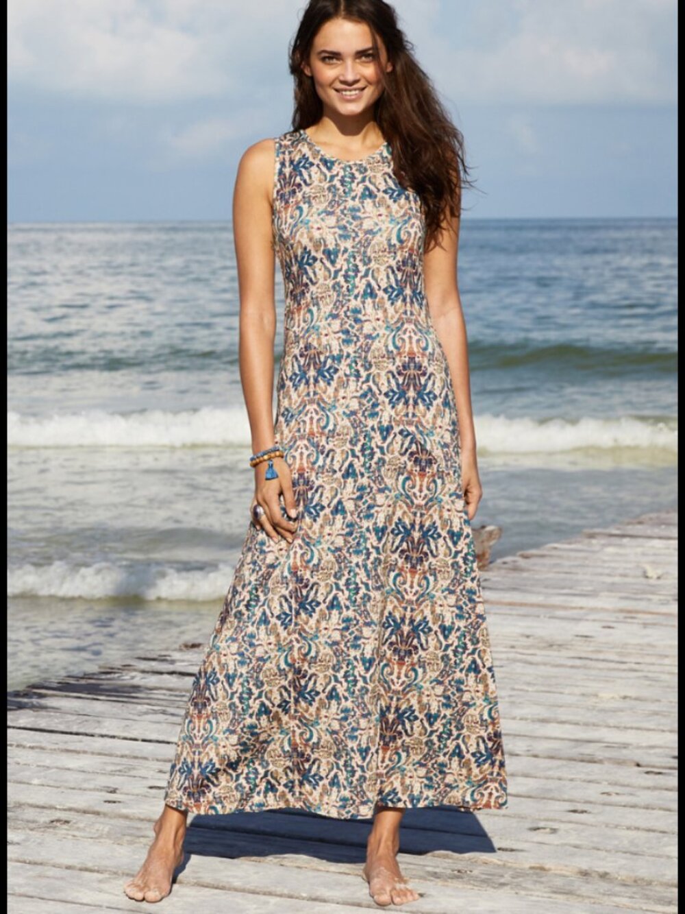 Peruvian Connection Cote Bastide Floral A-line Sleeveless Dress Medium